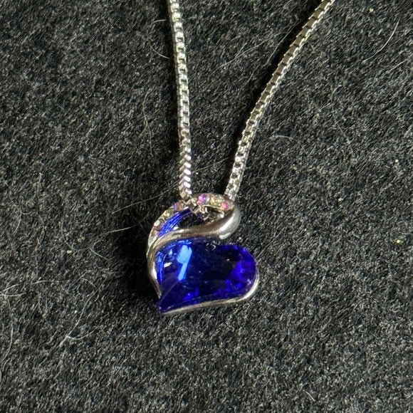 Silver Blue Heart Necklace - Picture 2 of 3